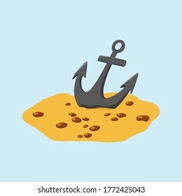 Vector illustration with an anchor. Isolated on a white background. In the style of the cartoon. For banners, t-shirts, postcards, etc.