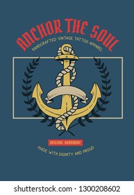 Vector illustration of anchor nautical tattoo
