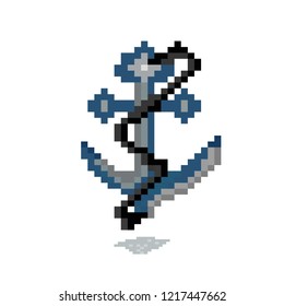 vector Illustration of anchor in pixel style