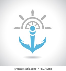 Vector Illustration of an Anchor and Rudder Icon isolated on a white background