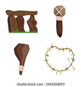 Imagen vectorial del logo antiguo y de la edad. Colección de ícono vectorial antiguo y arqueológico para material.