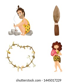 Vector illustration of ancient and age sign. Collection of ancient and archeology stock vector illustration.
