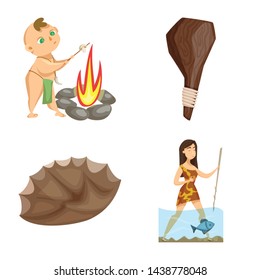 Vector illustration of ancient and age symbol. Collection of ancient and archeology stock symbol for web.
