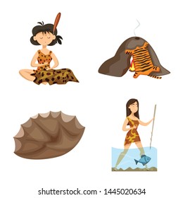 Vector illustration of ancient and age symbol. Set of ancient and archeology stock symbol for web.