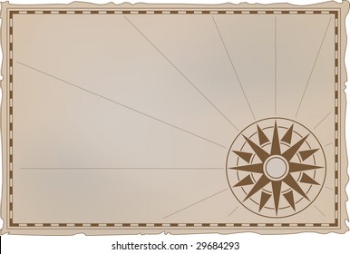Vector illustration - an ancient card with a wind rose compass