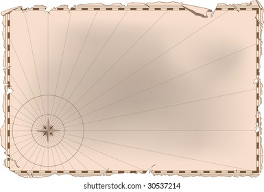 Vector illustration - an ancient card with a wind rose compass