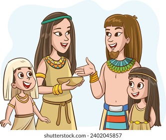 Ilustración vectorial de la antigua familia egipto