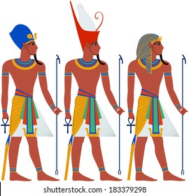 Vector Illustration Of Ancient Egypt Pharaoh Three Pack. 