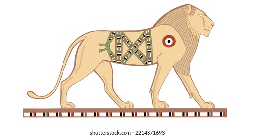 vector illustration of an ancient Egyptian lion .