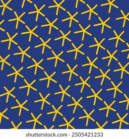 Vector illustration of an ancient egyptian pattern with golden star on Nile blue background.