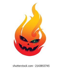 vector illustration of ancient fire monster with burning eyes