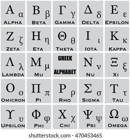Vector illustration of the ancient Greek alphabet. Simple pic