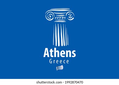 Vector illustration of an ancient Greek column in Athens Greece