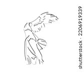 Vector illustration of ancient greek statue drawn in line art style