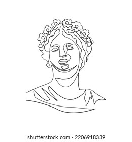 Vector illustration of ancient greek statue drawn in line art style