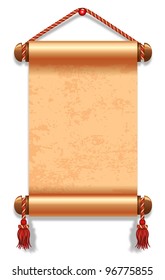 Vector illustration of ancient manuscript, decorated with vintage rope.