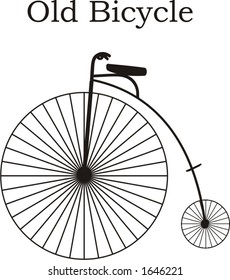 Vector Illustration Of Ancient Old Style Bicycle, Innovation Of Unicycle