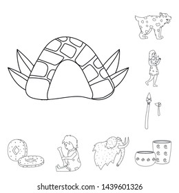 Vector illustration of ancient and primitive symbol. Collection of ancient and era stock vector illustration.