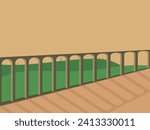 Vector illustration of an ancient Roman aqueduct. European touristic symbol Evening illustration