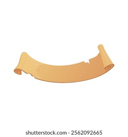 Vector illustration of ancient scroll with empty canvas for gaming interfaces. Papyrus design, perfect for treasure maps, diplomas or medieval parchment. Cartoon style. Isolated background.