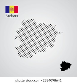 ilustración vectorial de Andorra silueta de mapa de silueta de silueta de estilo semitono estilo