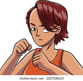 Vector Illustration Of Androgyny Fighter Character, Fit For Avatar