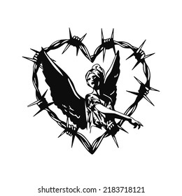 vector illustration of an angel with barbed wire