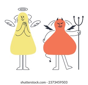 Vector illustration of angel and devil