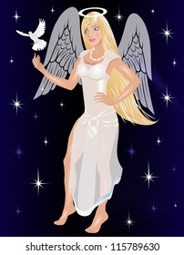 Vector Illustration of an Angel with a dove.