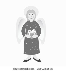 Vector - illustration of angel with a gift box in the hands.