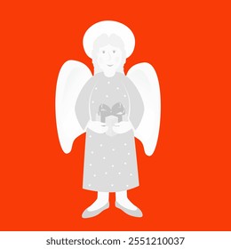 Vector - illustration of angel with a gift box in the hands.