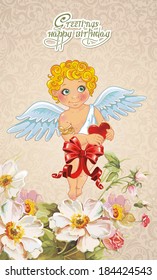 Anjo de ilustração vetorial com coração