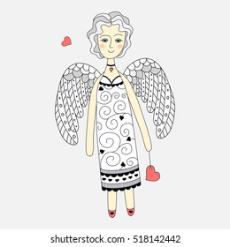 vector illustration angel with heart