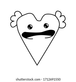 Vector illustration of an angel heart in doodle style. Suitable for postcards, backgrounds, leaflets, decorations, stickers. Eps 8.