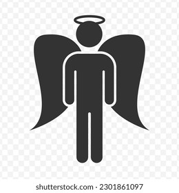 Vector illustration of angel icon in dark color and transparent background(png).