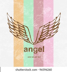 Vector illustration of angel icon. retro background.