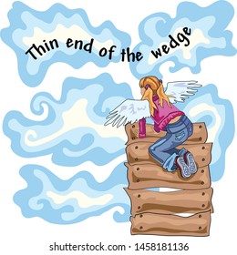 Vector illustration - Angel learns to fly