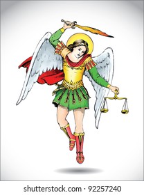 vector illustration of angel Michael the Archangel