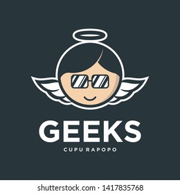 vector illustration of angel nerdy