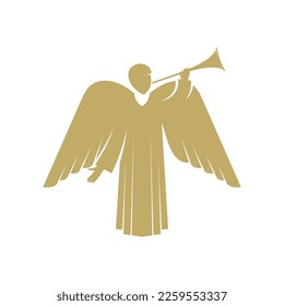 Vector illustration. The angel with the trumpet is God's herald.