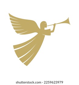 Vector illustration. The angel with the trumpet is God's herald.