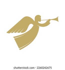 Vector illustration. The angel with the trumpet is God's herald.