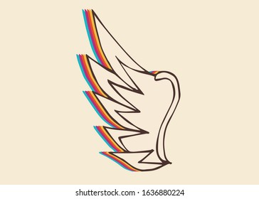 Vector Illustration of Angel Wings with Vintage Rainbow Style. This Is Good For Poster, Background and Shirt Design.