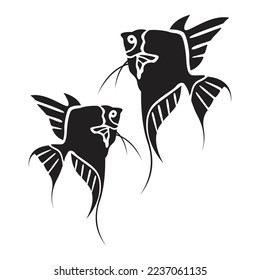 vector illustration of angelfish silhouette design. aquarium decorative fish icon isolated