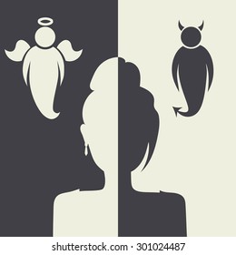 Vector illustration with angels and demons