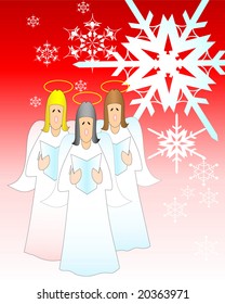 vector illustration of angels singing christmas carols