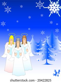 vector illustration of angels singing christmas carols