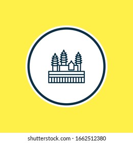 Vector illustration of angkor wat icon line. Beautiful world landmarks element also can be used as heritage icon element.
