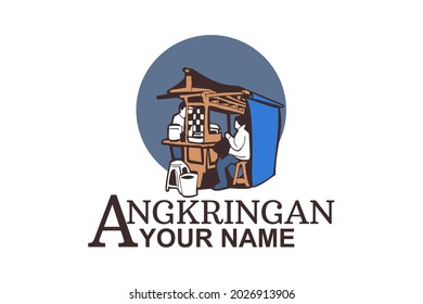 Vector Illustration for Angkringan food stall logo. Angkringan is a traditional food stall in Indonesia. Suitable for angringan food stall and cafe.