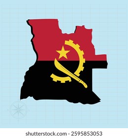 Vector illustration of Angola flag map.